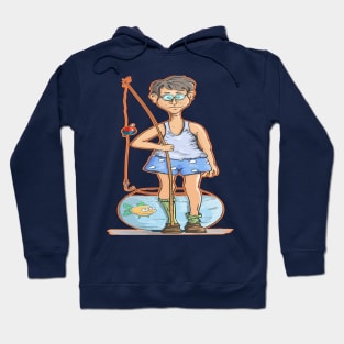 Man fishing in fish tank fish color Hoodie